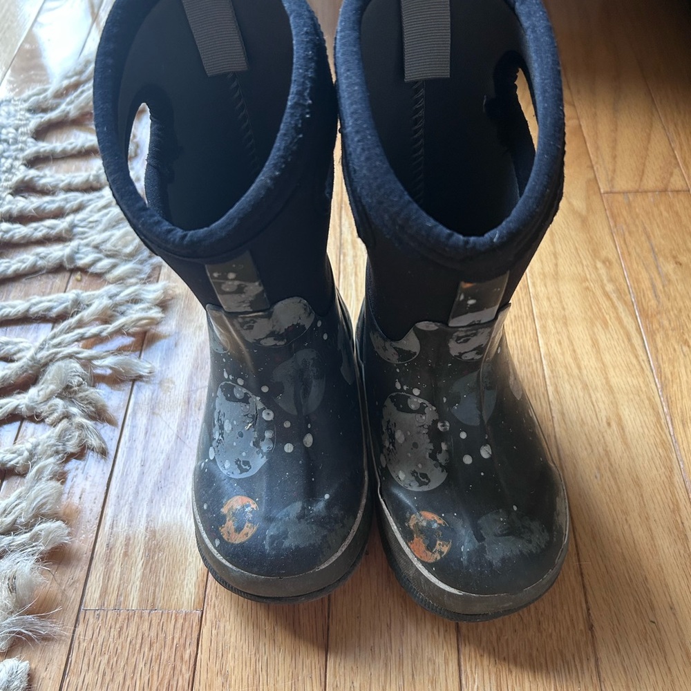 Kids Bogs Waterproof Black Outer-space Boots